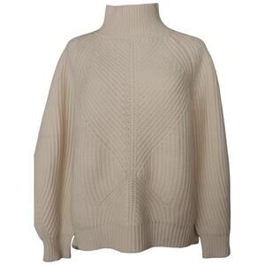 Pearl by Lela Rose Wool And Cashmere Blend Mock Neck Sweater In Cream Size M
